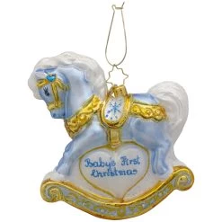 Christopher Radko Baby's First Christmas Blue Foal Glass Ornament 1020687