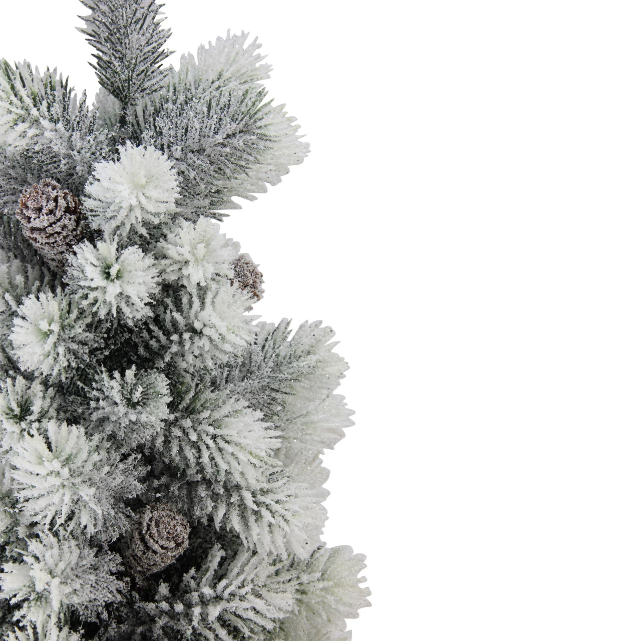 19" Potted Slim Flocked Mini Pine Artificial Christmas Tree In Burlap Base - Unlit 5 19" Potted Slim Flocked Mini Pine Artificial Christmas Tree In Burlap Base - Unlit - Image 3