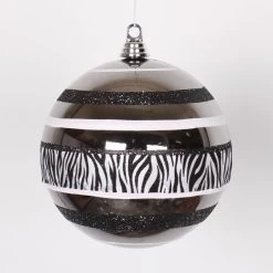 Black And White Zebra Print 2-Finish Shatterproof Christmas Ball Ornament 8" (200mm)