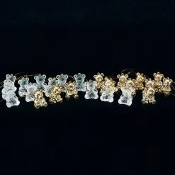 Club Pack Of 96 Clear And Gold Assorted Teddy Bear Ornaments 1.5"