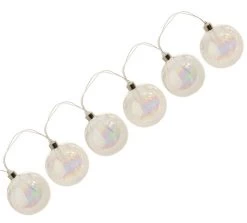 5 Battery Operated Clear Iridescent Frosted Ball LED Mini Christmas Lights - 2.1 Ft Silver Wire