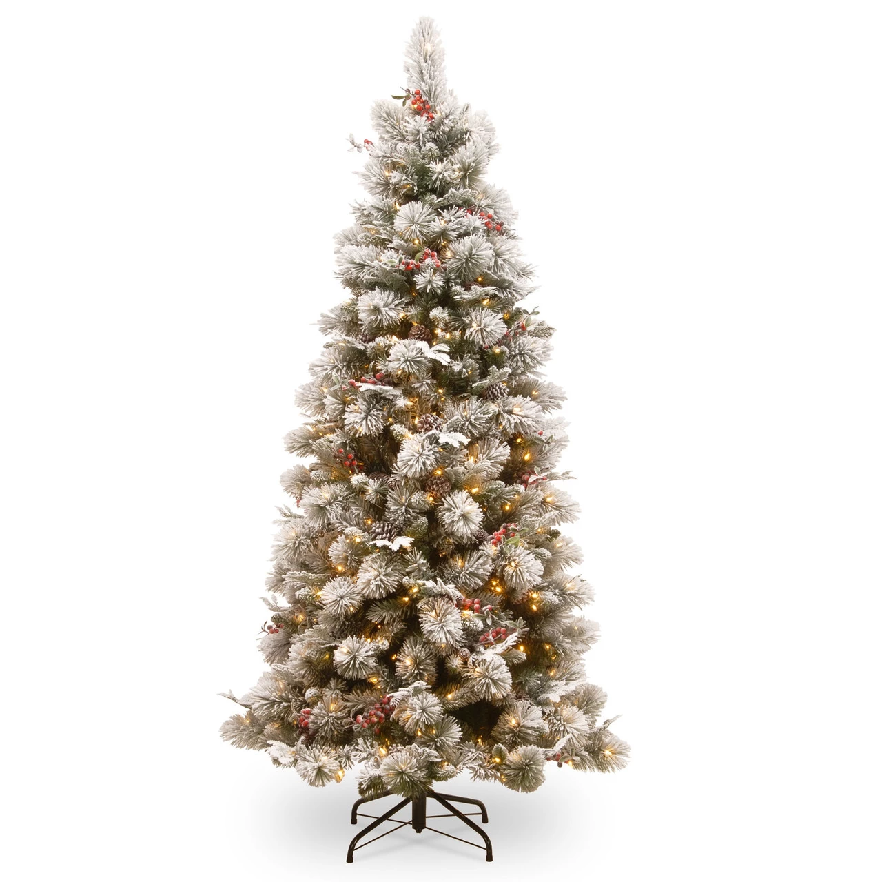 7.5 Ft. Pre-Lit Snowy Bedford Slim Pine Artificial Christmas Tree With Clear Lights 3 7.5 Ft. Pre-Lit Snowy Bedford Slim Pine Artificial Christmas Tree With Clear Lights