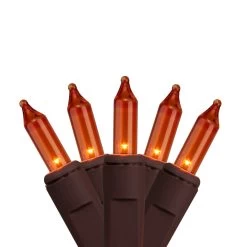 2' X 8' Orange Mini Christmas Net Style Tree Trunk Wrap Christmas Lights - Brown Wire