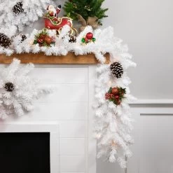 9' X 8" Pre-Lit Snow White Artificial Christmas Garland, Clear Lights -Christmas Decoration Store sienna 624fy11j 2 45023.1667488159