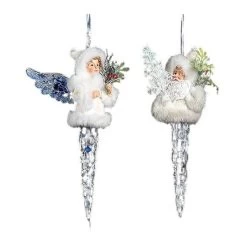 Pack Of 8 Clear Icy Crystal Decorative Christmas Icicle Angel Ornaments 7"