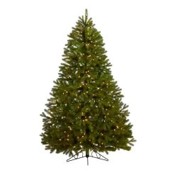 6' Pre-Lit Cambridge Flat Back Artificial Christmas Wall Tree, Warm White LED Lights