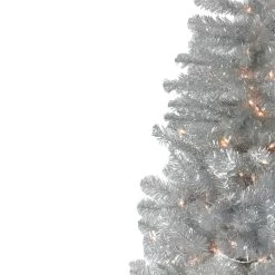 4.5' Pre-Lit Silver Metallic Tinsel Artificial Christmas Tree - Clear Lights -Christmas Decoration Store ujtryghhxvsevo9cwy7fqqow7ru76a7d 14817.1684855729