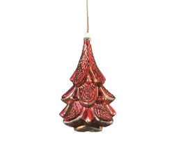 6" Red Vintage Glass Hanging Christmas Tree Ornament