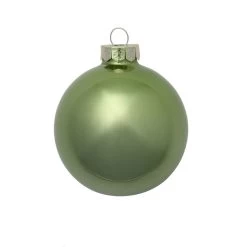 8ct Lime Green Glass Pearl Christmas Ball Ornaments 3.25" (80mm)