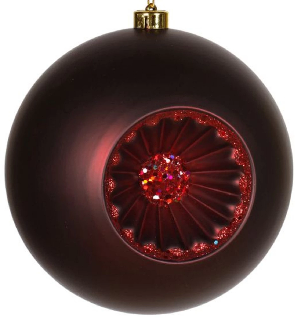 Matte Burgundy Red Retro Reflector Shatterproof Christmas Ball Ornament 8" (200mm) 5 Matte Burgundy Red Retro Reflector Shatterproof Christmas Ball Ornament 8" (200mm) - Image 3