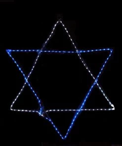 72" Blue And White LED Rope Light Star Of David Hanukkah Decor