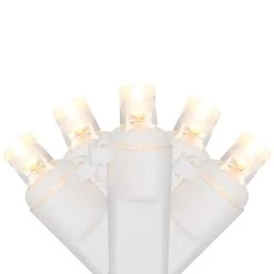 50ct Warm White LED Wide Angle Christmas Lights, 16.25ft White Wire