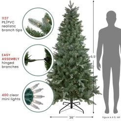 6.5' Pre-Lit Slim Granville Fraser Fir Artificial Christmas Tree, Clear Lights -Christmas Decoration Store ww multi treestand 74882.1667530199
