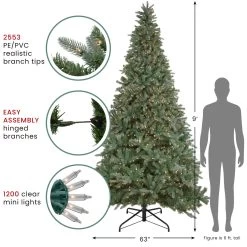 9' Pre-Lit Granville Fraser Fir Artificial Christmas Tree, Clear Lights -Christmas Decoration Store ww multi treestand 82606.1667530140