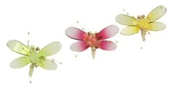 Set Of 3 Yellow And Green Crystalique Mirror Dragonfly Christmas Ornaments 4"