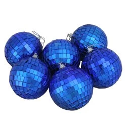 6ct Lavish Blue Mirrored Disco Ball Christmas Ornaments 3.25" (80mm)