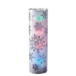 24" Pre-Lit Black And White Snowflakes Color Changing LED Christmas Lantern