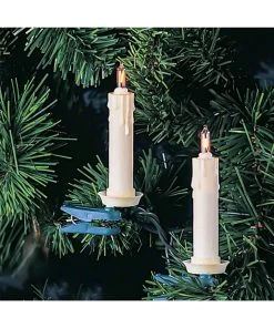 Set Of 10 Clip-on White Candle Light String Set - Green Wire