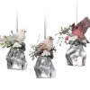 Club Pack Of 12 Clear Icy Crystal Christmas Birds On Ice Cubes Ornaments 3"