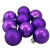 9ct Purple 2-Finish Glass Ball Christmas Ornaments 2.5" (63mm)