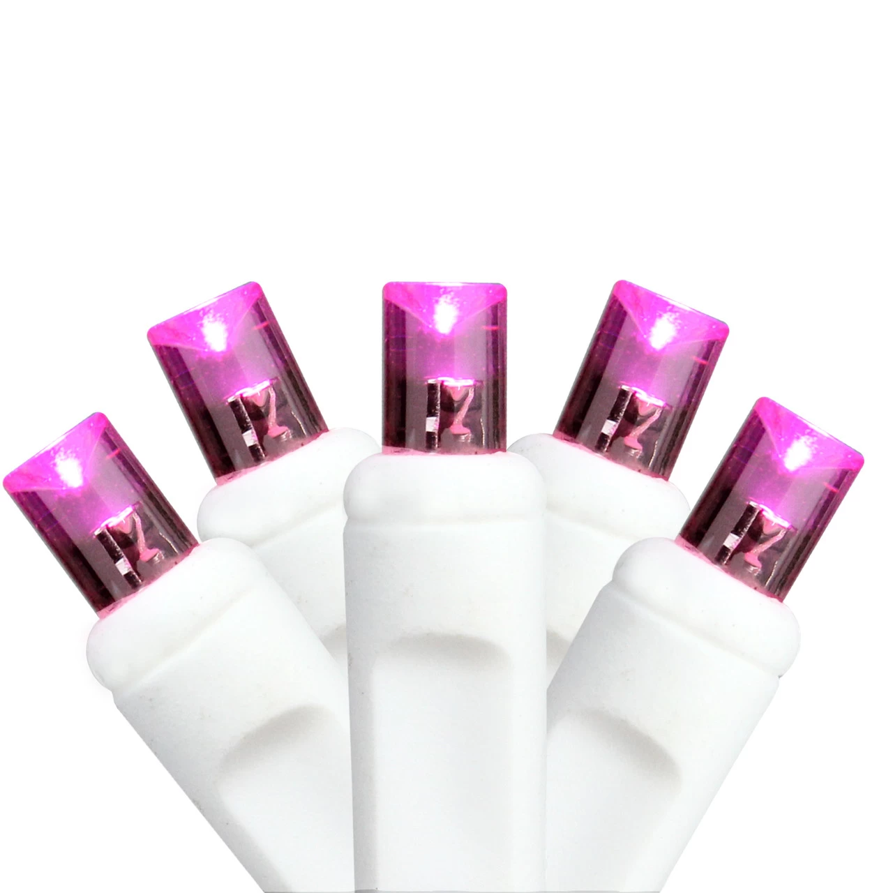 50 Pink LED Wide Angle Commercial Grade Christmas String Lights - 24.5 Ft White Wire 3 50 Pink LED Wide Angle Commercial Grade Christmas String Lights - 24.5 Ft White Wire