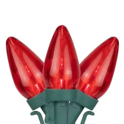 25-Count Red LED C7 Christmas Lights Set, 16 Ft Green Wire