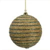3" Regal Peacock Glittered Gold And Turquoise Blue Peacock Striped Christmas Ball Ornament