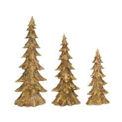 Set Of 3 Rustic Brown Antique Style Christmas Holiday Decor Tree 20.5"