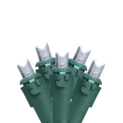 50 Pure White LED Wide Angle Christmas Lights - 16.25 Ft Green Wire